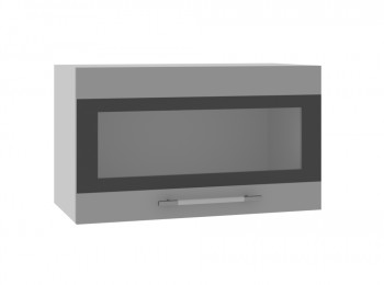 Ройс ПГСФ 600 Шкаф верхний горизонтальный со стеклом с фотопечатью (Графит софт/корпус Серый) в Мирном - mirnyj.mebel54.com | фото