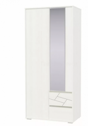 Шкаф 2-х дверный с ящиками Аделина 1000 Рамух белый в Мирном - mirnyj.mebel54.com | фото