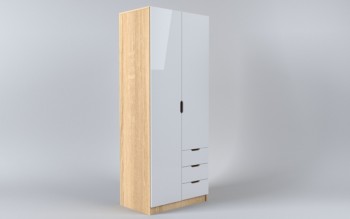 Шкаф 2-х створчатый с ящиками Лофт (Белый/корпус Дуб Сонома) в Мирном - mirnyj.mebel54.com | фото