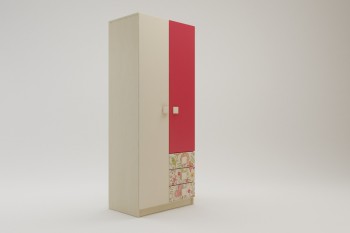 Шкаф 2-х створчатый с ящиками Ретвит (Бежевый/Красный/корпус Клен) в Мирном - mirnyj.mebel54.com | фото