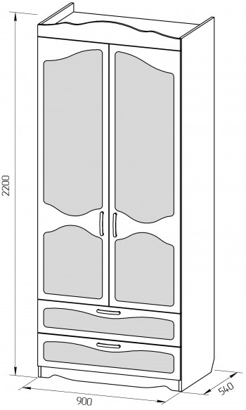 Шкаф 2-х створчатый с ящиками серии Иллюзия 32 Фиолетовый в Мирном - mirnyj.mebel54.com | фото