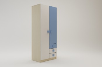 Шкаф 2-х створчатый с ящиками Скай (Синий/Белый/корпус Клен) в Мирном - mirnyj.mebel54.com | фото