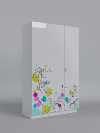 Шкаф 3-х створчатый с ящиками Флёр (Белый/корпус Выбеленное дерево) в Мирном - mirnyj.mebel54.com | фото