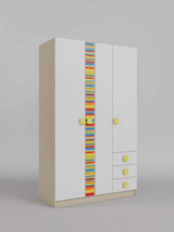 Шкаф 3-х створчатый с ящиками Клаксон без машинок (Белый/корпус Клен) в Мирном - mirnyj.mebel54.com | фото