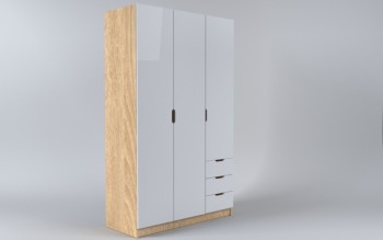 Шкаф 3-х створчатый с ящиками Лофт (Белый/корпус Дуб Сонома) в Мирном - mirnyj.mebel54.com | фото