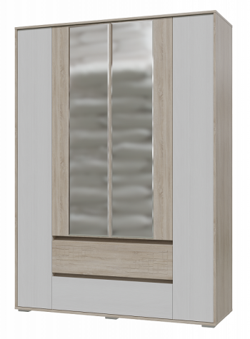 Шкаф 4-х дверный с ящиками Мальта 1600 Дуб сонома/Рамух белый в Мирном - mirnyj.mebel54.com | фото