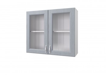 Шкаф 80 с 2-мя витринами Принцесса (Серый/корпус Белый) в Мирном - mirnyj.mebel54.com | фото