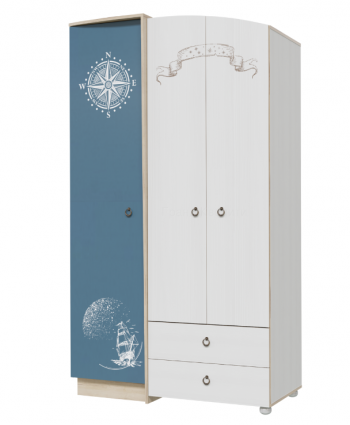 Шкаф для одежды Бриз 1200 Дуб ривьера/ Рамух белый/синий в Мирном - mirnyj.mebel54.com | фото
