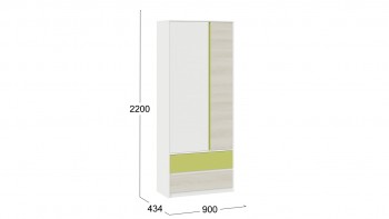 Шкаф для одежды комбинированный «Сканди» Дуб Гарден/Белый/Зеленый в Мирном - mirnyj.mebel54.com | фото