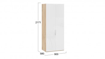 Шкаф для одежды с 2 глухими дверями «Эмбер» Яблоня Беллуно/Белый глянец в Мирном - mirnyj.mebel54.com | фото