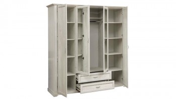 Шкаф для одежды "Сохо" (бетон пайн белый/2 ящика/зеркало) в Мирном - mirnyj.mebel54.com | фото