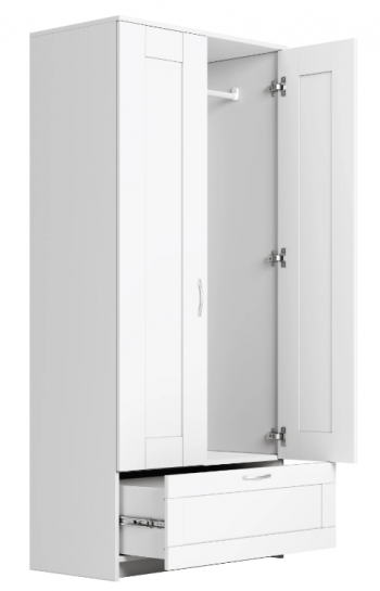 Шкаф двухдверный Сириус с 1 ящиком белый в Мирном - mirnyj.mebel54.com | фото