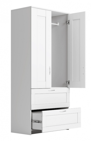 Шкаф двухдверный Сириус с 2 ящиками белый в Мирном - mirnyj.mebel54.com | фото