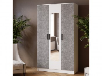 Шкаф комбинированный Ларс (1,2) с зеркалом белый/ателье светлое в Мирном - mirnyj.mebel54.com | фото