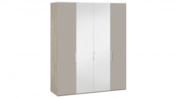Шкаф комбинированный с 2 глухими и 2 зеркальными дверями «Эмбер» Баттл Рок/Серый глянец в Мирном - mirnyj.mebel54.com | фото