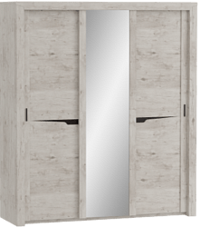 Шкаф трехдверный Соренто с раздвижными дверями Дуб бонифаций/Кофе структурный матовый в Мирном - mirnyj.mebel54.com | фото