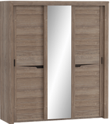 Шкаф трехдверный Соренто с раздвижными дверями Дуб стирлинг/Кофе структурный матовый в Мирном - mirnyj.mebel54.com | фото