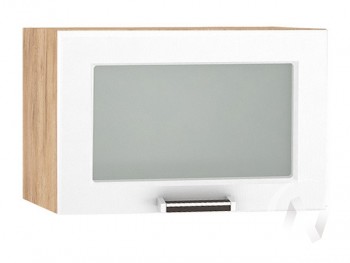 Шкаф верхний со стеклом Прага ШВГС 500 (Белое дерево/корпус дуб крафт золотой) в Мирном - mirnyj.mebel54.com | фото