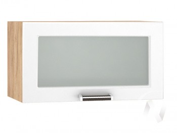 Шкаф верхний со стеклом Прага ШВГС 600 (Белое дерево/корпус дуб крафт золотой) в Мирном - mirnyj.mebel54.com | фото