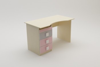 Стол (столешница с выемкой) Грэйси (Розовый/Серый/корпус Клен) в Мирном - mirnyj.mebel54.com | фото