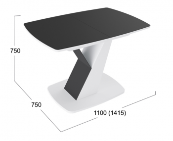 Стол обеденный «Гарда» Тип 1 (Белый/Стекло матовое черный графит) в Мирном - mirnyj.mebel54.com | фото