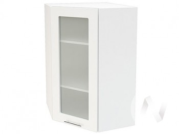 Угловой шкаф со стеклом Валерия-М ШВУС-599 (Белый глянец/Белый/верхний/высокий) в Мирном - mirnyj.mebel54.com | фото